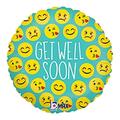 Betallic 18 in. Emoji Get Well Flat Balloon, 5PK 86663